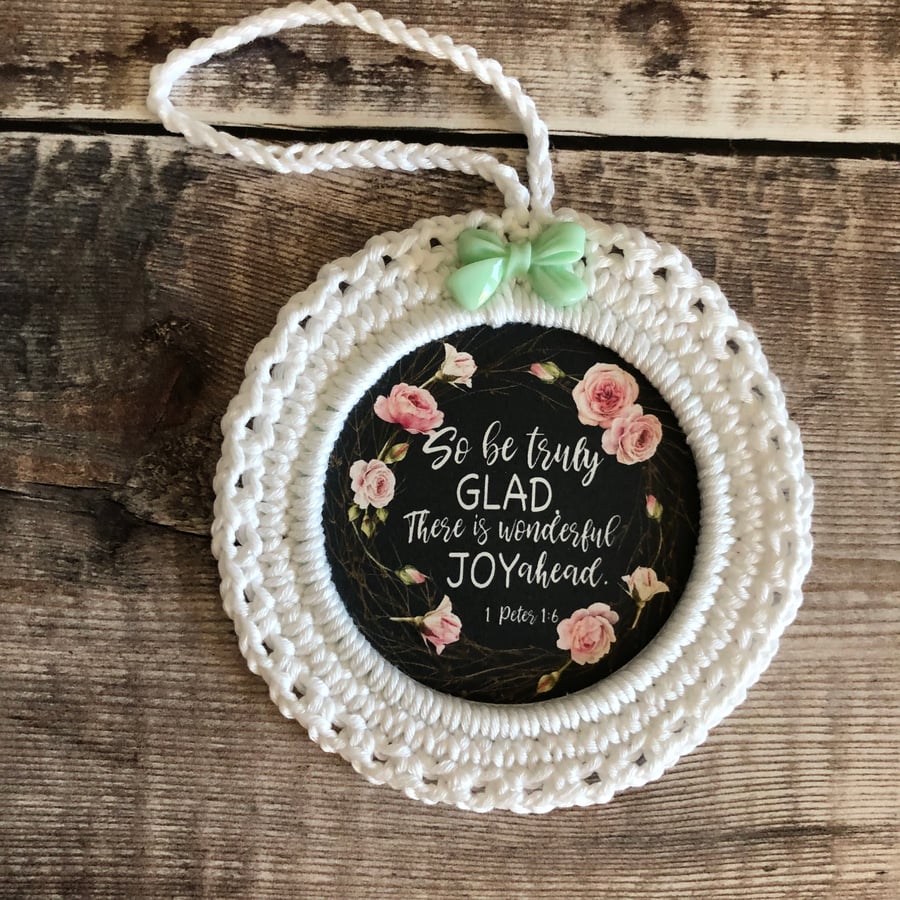 Hand Crocheted Bible Scripture Verse Frame Folksy