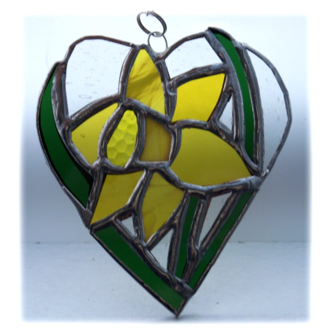 Daffodil Heart Suncatcher Stained Glass Folksy