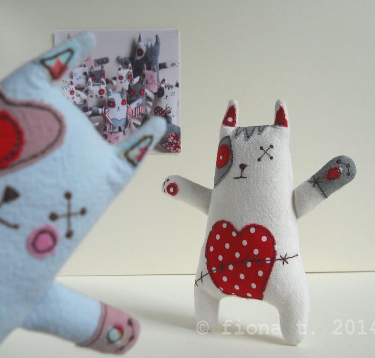 Embroidered Zombie Kitten Birch Folksy