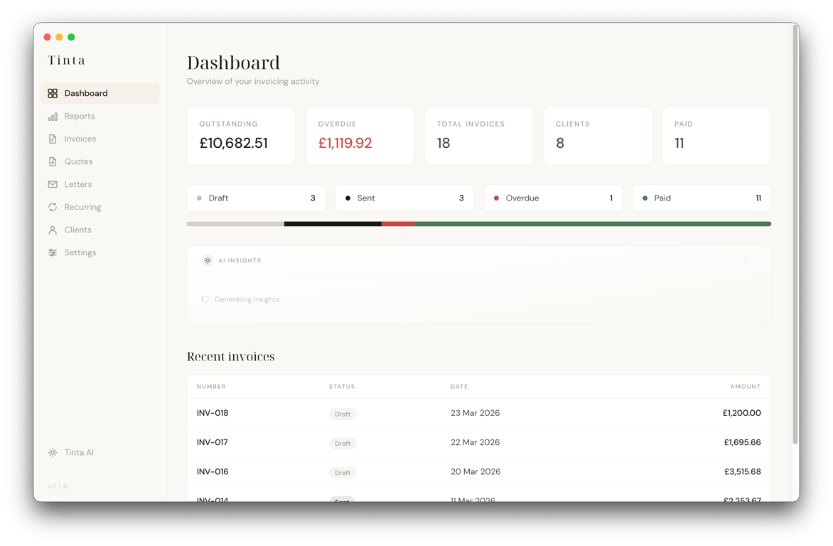 Tinta — Beautiful Invoicing for Freelancers