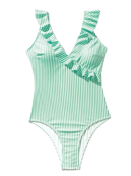 GENERICO Bañador Bikini Traje de Baño Una Pieza de Rayas con Ribete