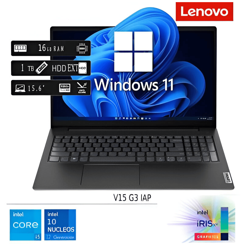 Laptop Nueva Lenovo V15 G3 IAP Core I5 12va Gen 16GB RAM 1TB SSD HDD