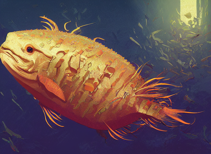 Prompthunt Dramatic Art Portrait Of A Armored Cavefish Fish From