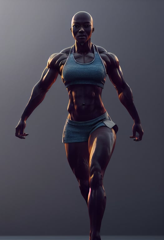 Prompthunt Muscle Pattern Muscular Athlete Ebony Bald Girl Photo