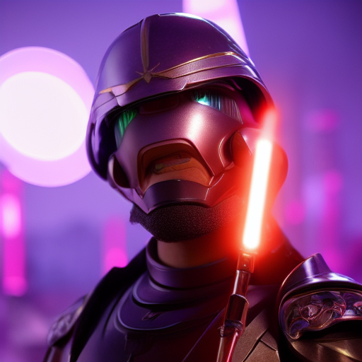 Elim Cybernetic Synthwave Jedi Roman General With Plume Helmet