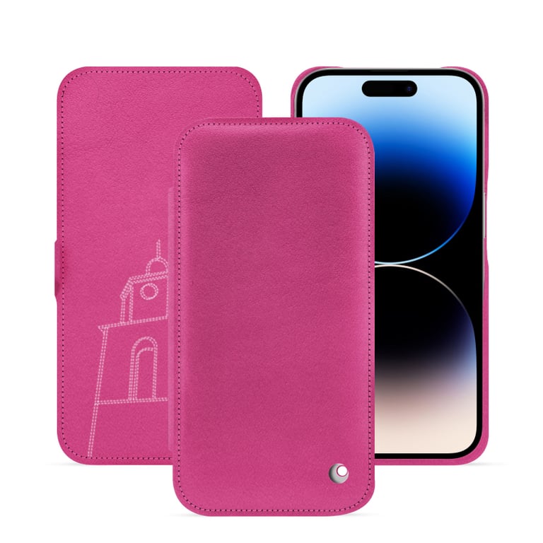 Housse Cuir Apple IPhone 15 Pro Rabat Horizontal Rose Cuir Lisse