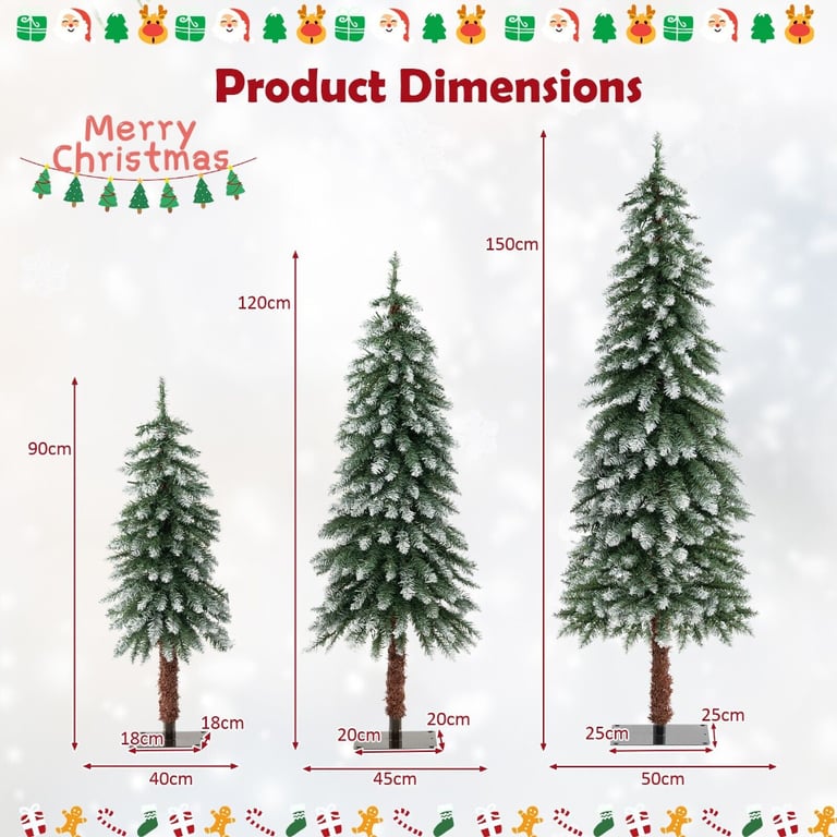 Set Of Pre Lit Artificial Christmas Tree Slim Xmas Decora Tree Ft