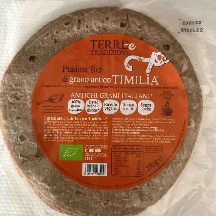 Terre e tradizioni Piadina Bio di Grano Antico Timilìa Review abillion