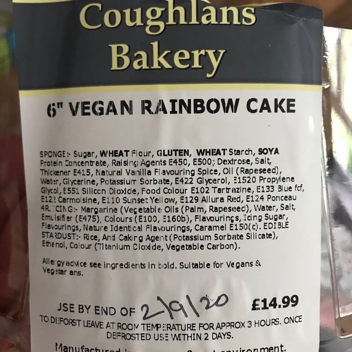 Coughlans Bakery Sutton 6 Vegan Rainbow Cake Reviews Abillion