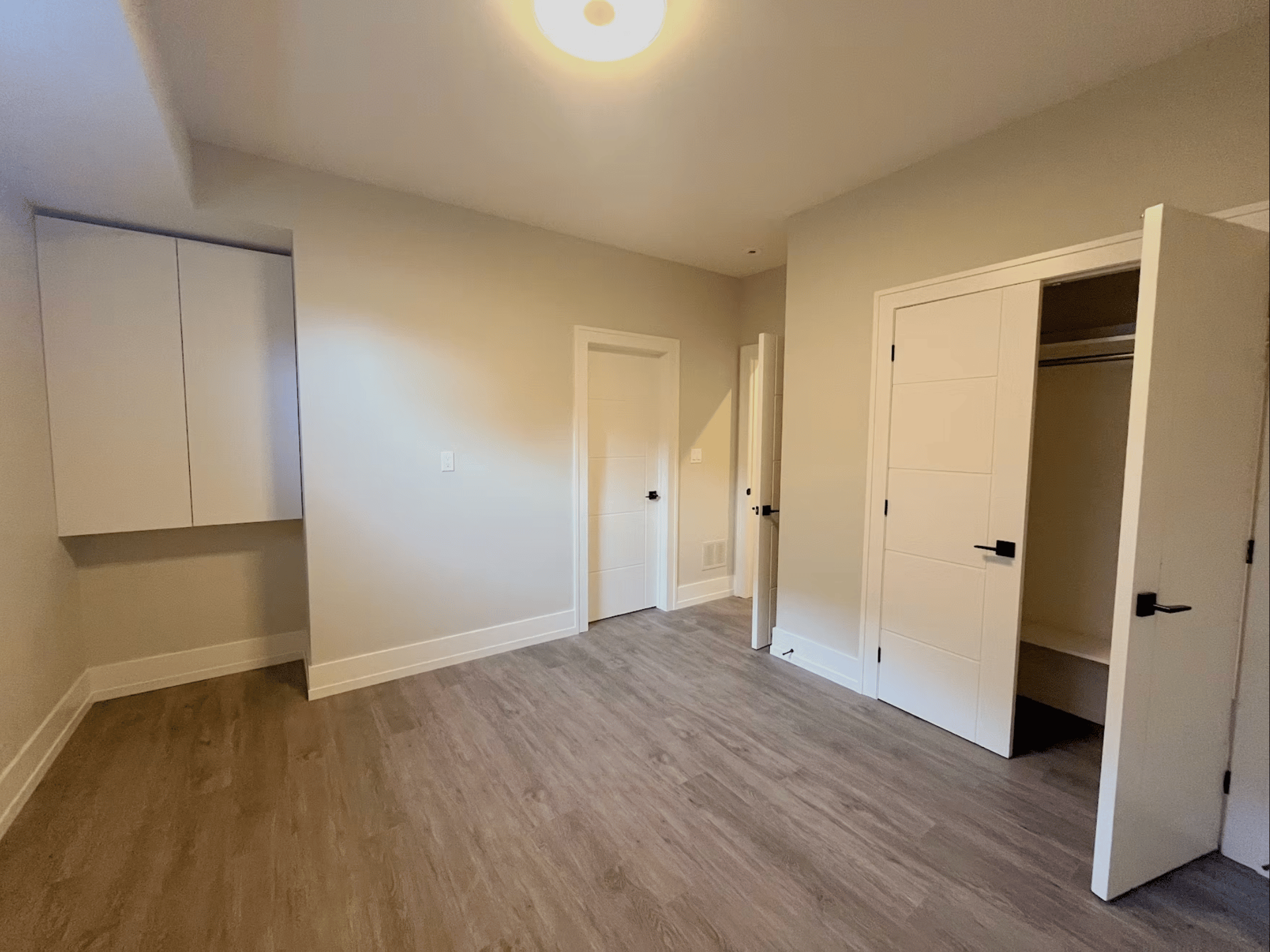 Finished basement interior - smooth drywall and trim