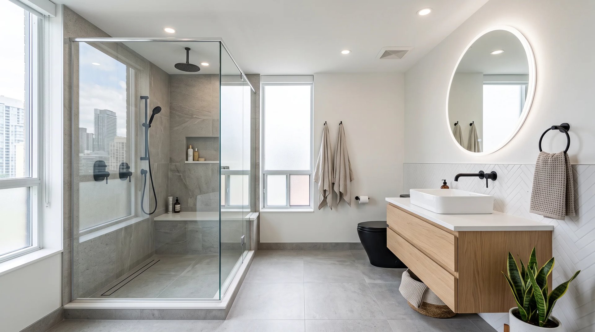 Finished East York bathroom renovation after permits and board approval