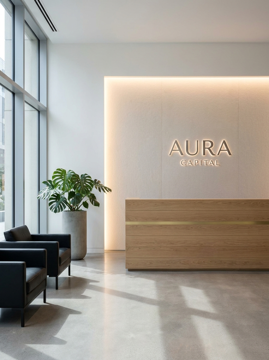 Custom oak reception desk in Toronto office