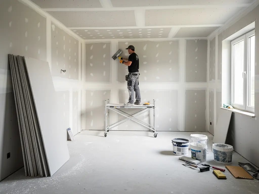 Drywall and interior finishing work on a residential renovation