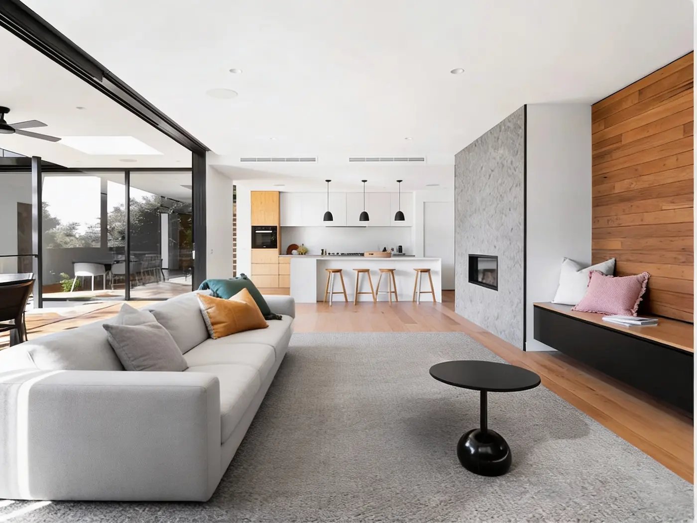 Renovated living room with updated finishes and natural light