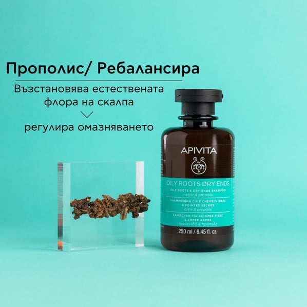 Apivita Шампоан за мазни корени и сухи краища х250 мл