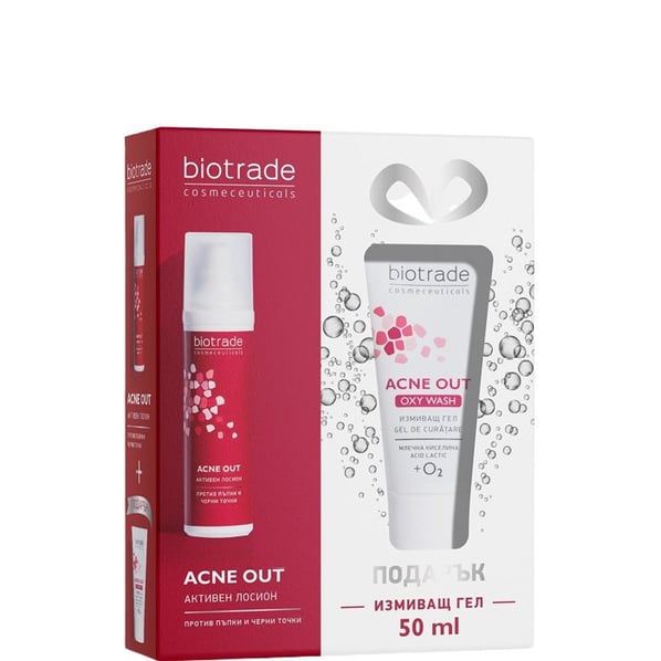 Комплект Acne Out Активен лосион х60 мл + Oxi Wash Измиващ гел х50 мл Biotrade