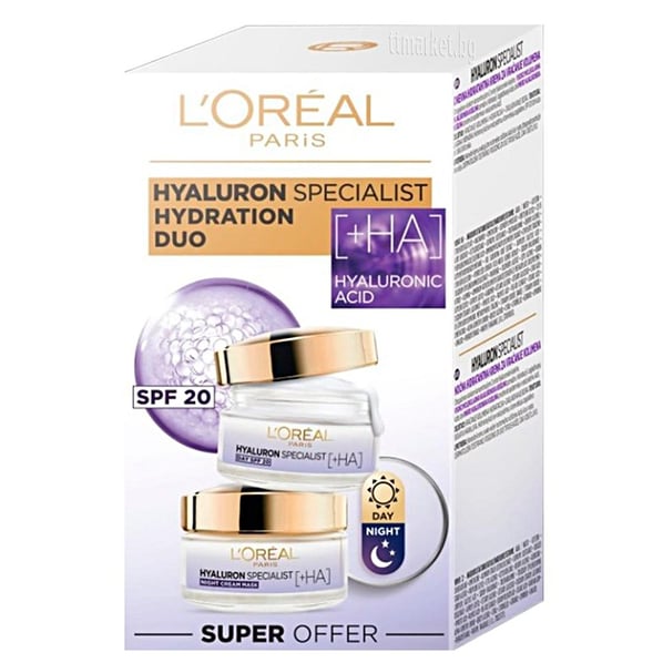 Комплект Loreal Hyaluron Specialist Дневен крем SPF20 x50 мл + Нощен крем x50 мл