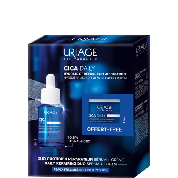 Комплект Uriage Cica Daily Мултифункционален серум х30 мл + Възстановяващ крем концентрат x15 мл