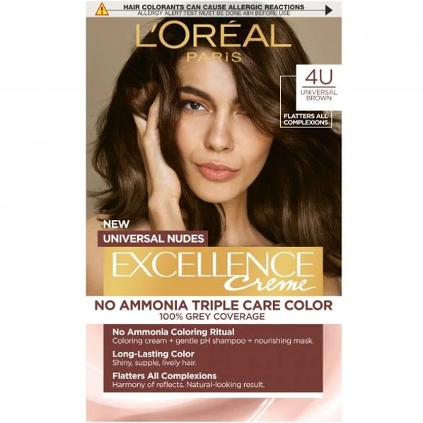 Loreal Excellence Universal Nudes Безамонячна боя за коса цвят 4U Brown