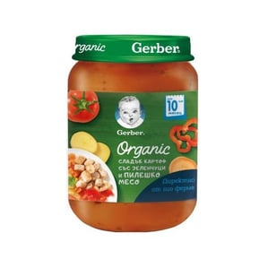 Gerber Organic СЛАДЪК КАРТОФ със зеленчуци и пилешко месо -