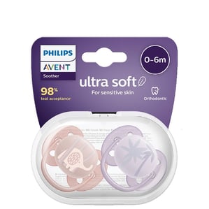 Avent Ultra Soft Ортодонтична залъгалка с кутийка 0-6 месеца слонче х2 броя