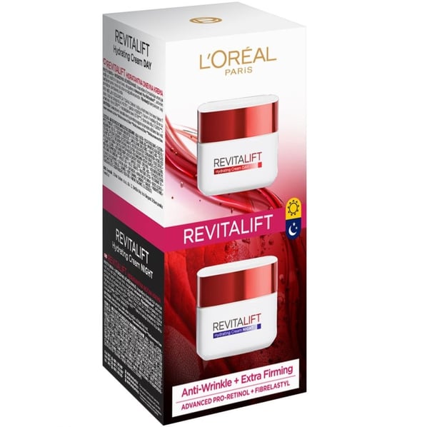 Комплект Loreal Revitalift Дневен крем за лице x50 мл + Нощен крем за лице x50 мл