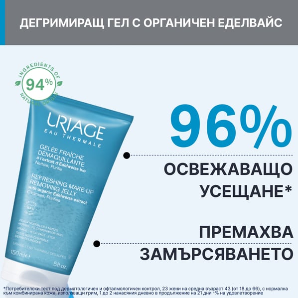 Uriage Освежаващ дегримиращ почистващ гел х150 мл