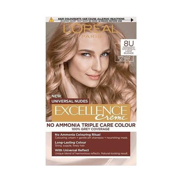 Loreal Excellence Universal Nudes Безамонячна боя за коса цвят 8U Light Blonde
