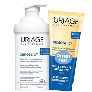 Комплект Uriage Xemose C8+ Липидовъзстановяващ крем против сърбеж x400 мл + Почистващо душ-олио C8+ x200 мл
