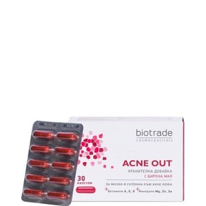 Acne Out Продукт с бирена мая за мазна и склонна към акне кожа х30 капсули Biotrade