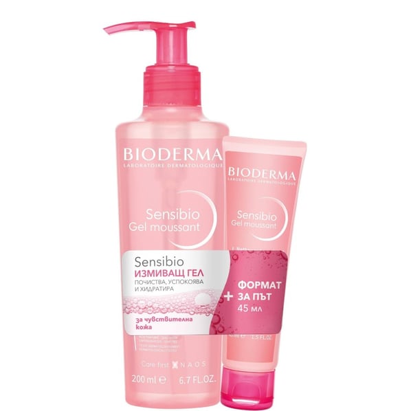 Комплект Bioderma Sensibio Мицеларен гел за чувствителна кожа x200 мл + 45 мл