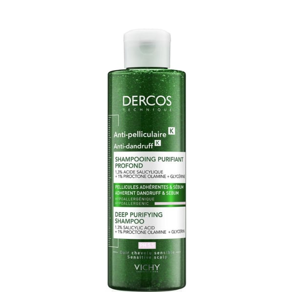 Vichy Dercos K Дълбоко почистващ шампоан против пърхот за мазна коса х250 мл