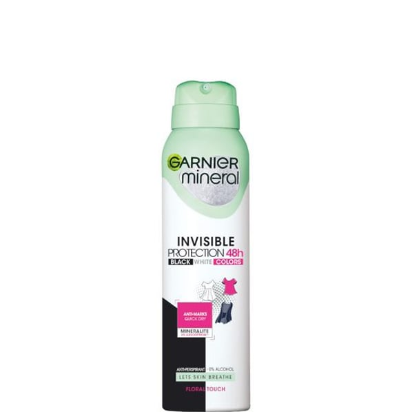 Garnier Mineral Invisible 48h Black and White Colors Дезодорант против изпотяване за жени с минерали x150 мл