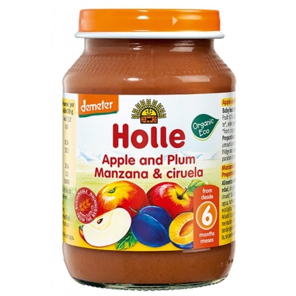 Holle Био пюре ябълка и слива от 6 месеца x190 г