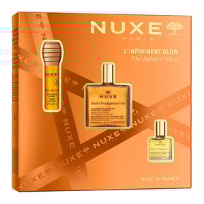 Комплект Nuxe Huile Prodigieuse Or Florale Мултифункционално сухо масло с частици x50 мл + Мултифункционално сухо олио x10 мл + Грижа за устни x10 мл