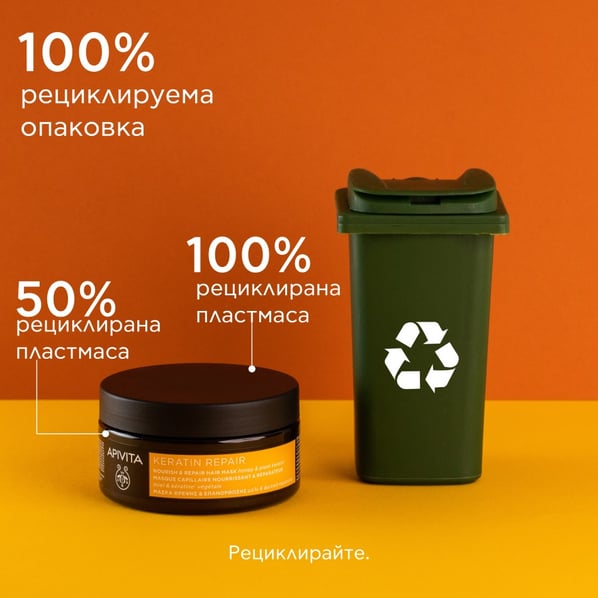 Apivita Nourish & Repair Възстановяваща и подхранваща маска за коса с маслиново масло и мед x200 мл
