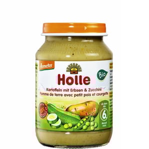 Holle Био пюре картофи, грах и тиквички 6+ месеца x190 г