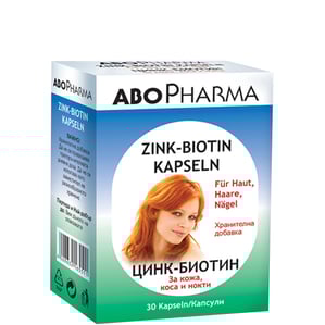 Цинк + Биотин за кожа, коса и нокти x30 капсули Abopharma