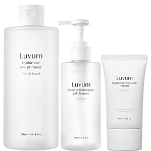 Комплект Luvum Low pH Тоник за дълбока хидратация x300 мл + Хидратиращ почистващ гел x200 мл + Хидратиращ крем с хиалуронова киселина x70 мл