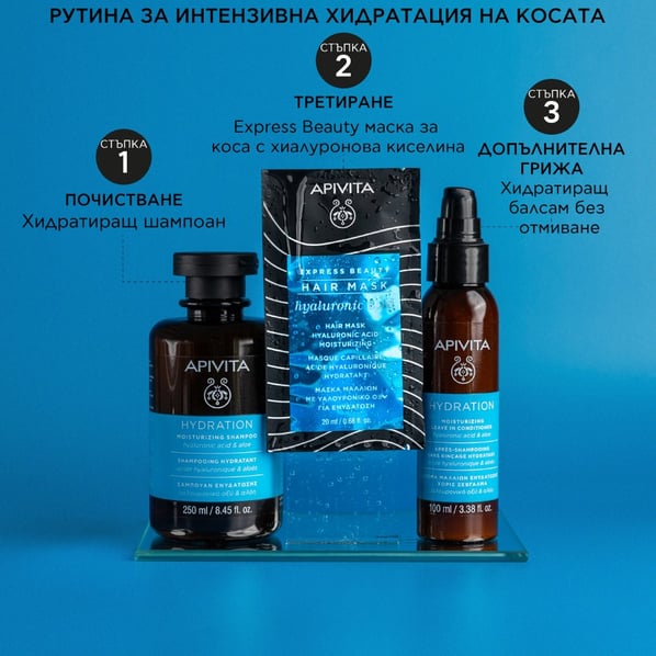 Apivita Express Beauty Хидратираща маска за коса с хиалуронова киселина 6x20 мл