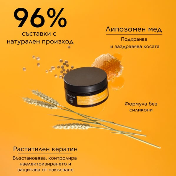 Apivita Nourish & Repair Възстановяваща и подхранваща маска за коса с маслиново масло и мед x200 мл