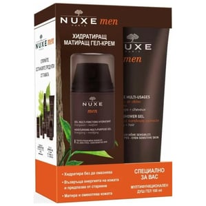 Комплект Nuxe Men Хидратиращ матиращ гел-крем за лице за мъже x50 мл + Душ гел за лице, коса и тяло х100 мл