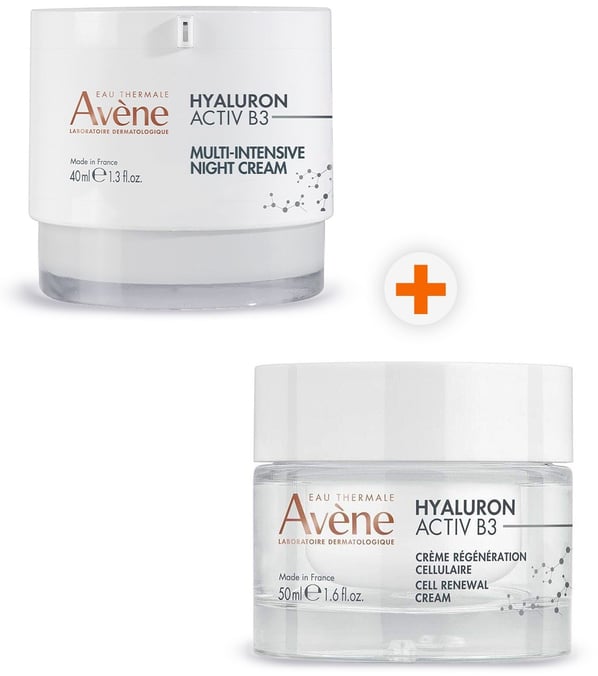 Комплект Avene Hyaluron Activ B3 Регенериращ аква гел-крем x50 мл + Avene Hyaluron Activ B3 Мулти-интензивен нощен крем за лице x40 мл 