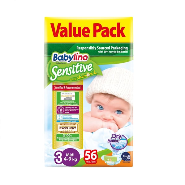 Babylino 3 Бебешки пелени Volue 4-9 кг. 56бр.