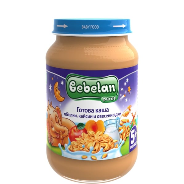 Bebelan Млечна каша ябълки, кайсии и овесени ядки 5+ месеца x190 г