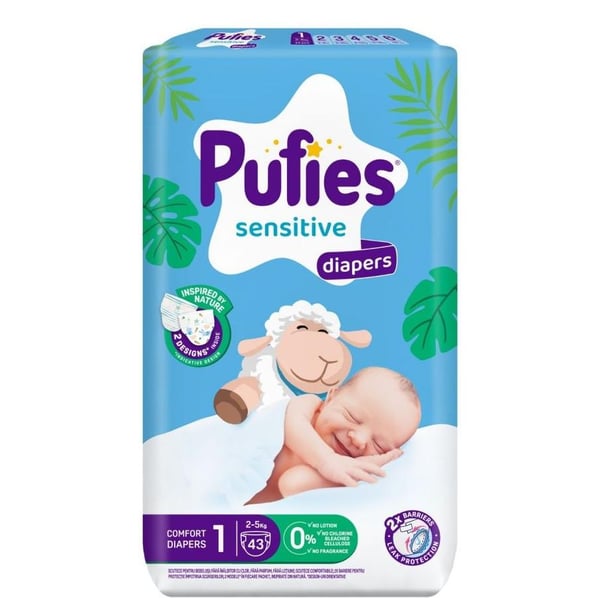 Pufies Sensitive1 Пелени за новородени 2-5 кг x43 броя
