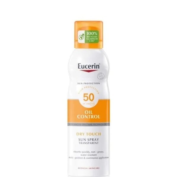 Eucerin Oil Control Прозрачен охлаждащ слънцезащитен аерозол спрей SPF50 х200 мл