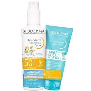 Комплект Bioderma Photoderm Pediatrics Слънцезащитен спрей SPF50+ х200 мл + Apres Soleil Гел-крем за след слънце х100 мл