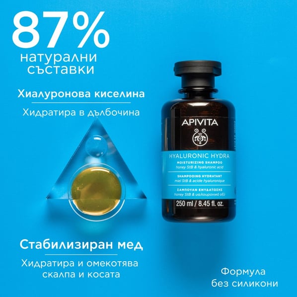 Apivita Hyaluronic Hydra Хидратиращ шампоан x250 мл