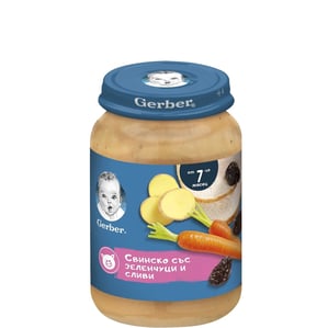 Nestle Gerber Пюре свинско месо със зеленчуци и сливи 7+ месеца х190 г